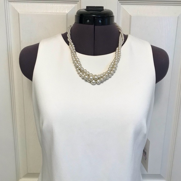 NWT Harper Rose Sequin Hem Embellished Sheath Dress White - Picture 4 of 16